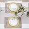 50 Piece Gold Placemats Disposable Round Table Mat 13 Inch Gold Foil Babys Breath Mesh Pressed Foil Paper Placemat Tablecloths Table Runner for Party Wedding Home Dinners Table Decor